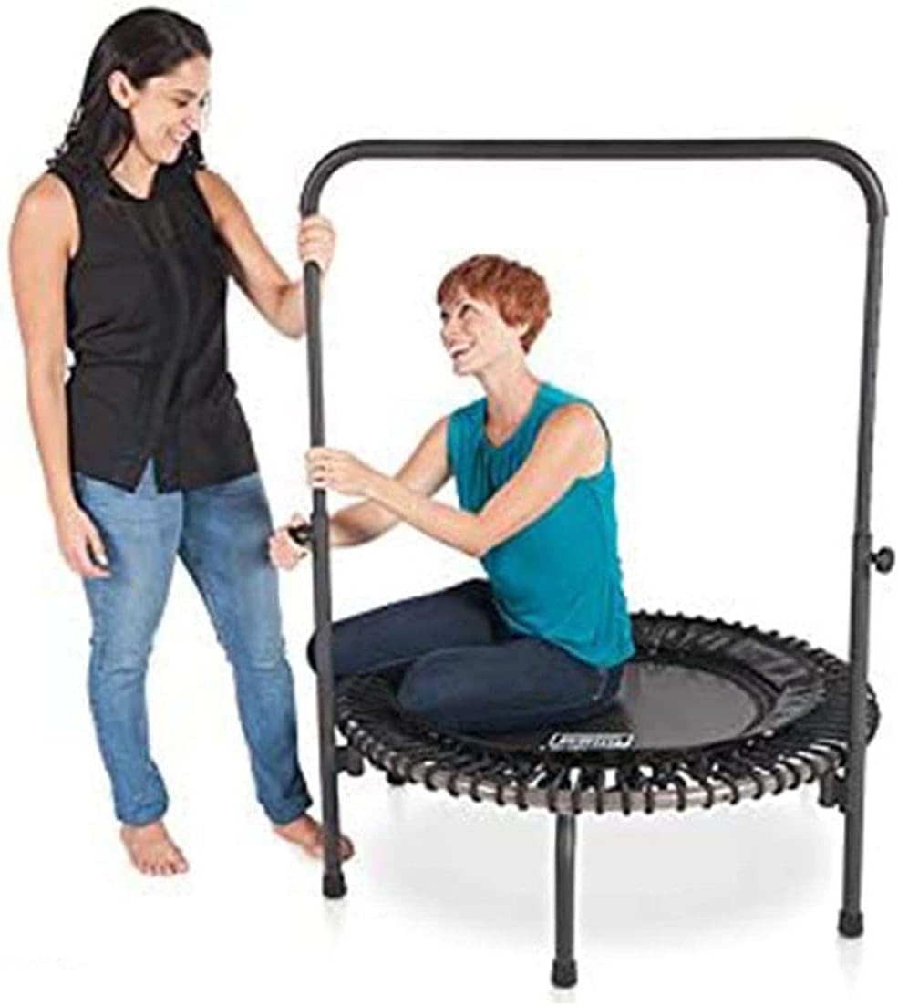 JumpSport 350 Indoor Fitness Trampoline with Handle Bar, Black I759