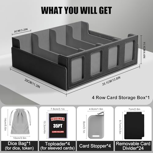 Trading Card Storage Box with Commander Display, 5-Row Deck Case, Black Purple B7043