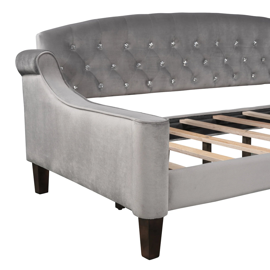 Euroco Twin Size Tufted Button Daybed Gray X460649