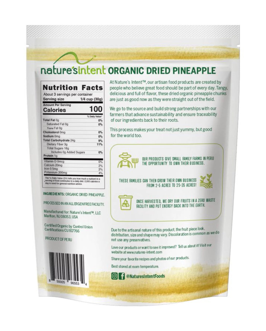 Nature's Intent Organic Dried Pineapple 3.5 oz K2659