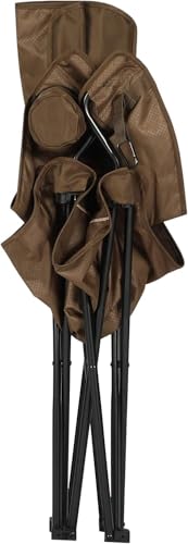 TIMBER RIDGE Collapsible Chair with Armrests, Cup Holder & Carry Mat, Earth Brown P53189