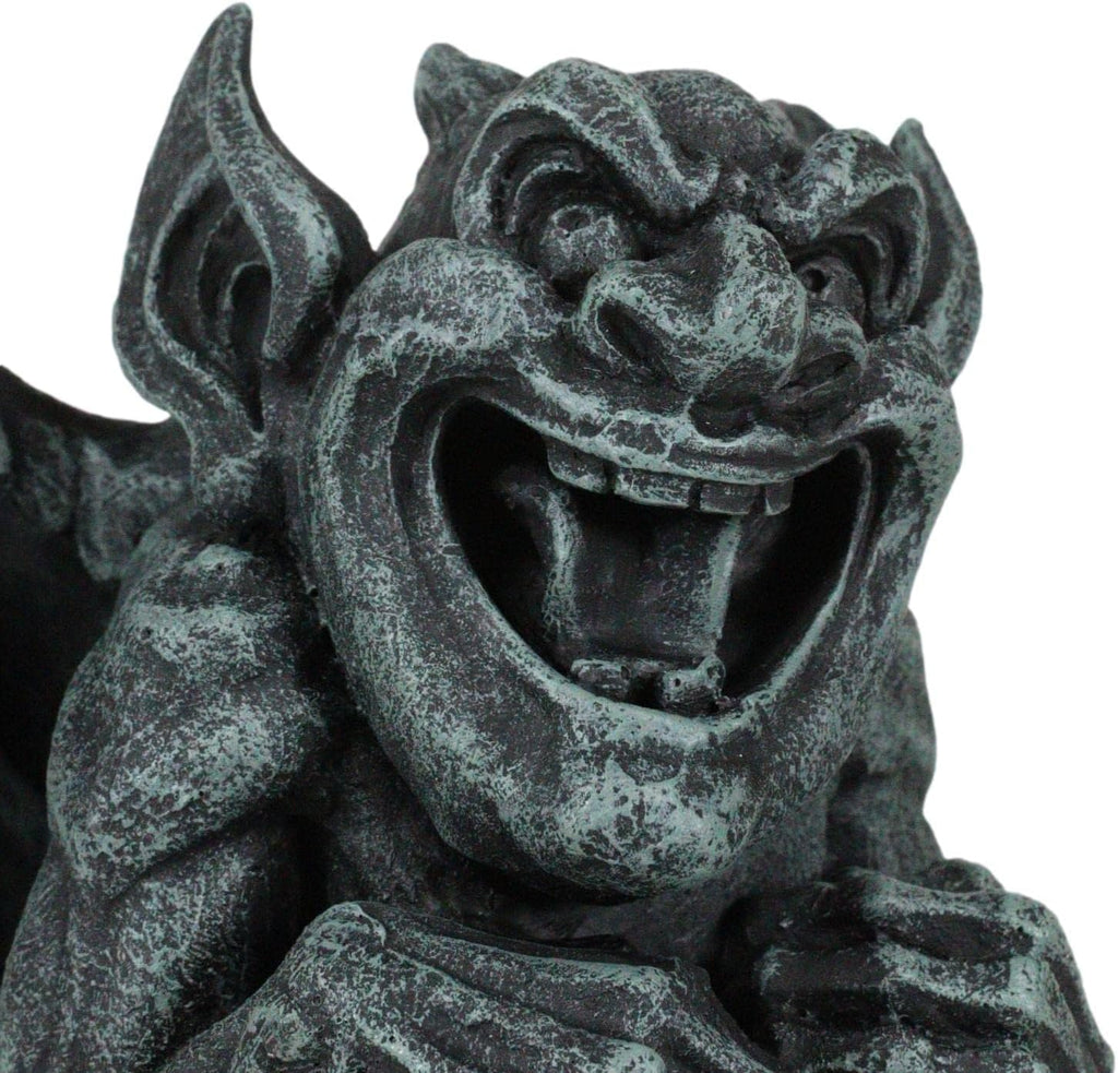 Ebros Gift Gothic Winged Guardian Gargoyle Crouching Figurine Faux Stone Resin Finish G703618