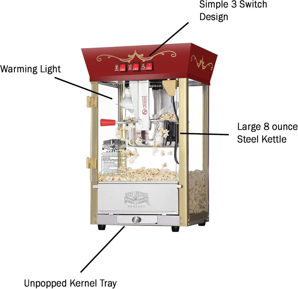 Great Northern Popcorn Matinee Machine - Red, 8oz V47499