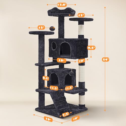 Yaheetech 54in Cat Tree Tower Condo Furniture with Scratch Post Y196