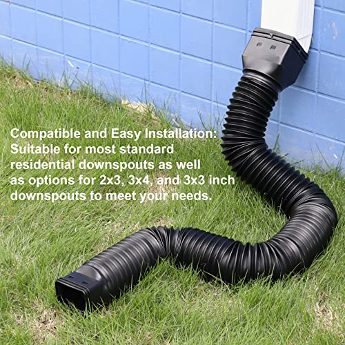 Rain Gutter Downspout Extensions Flexible 21 to 68 Inches, 4 Pack, Black C35807