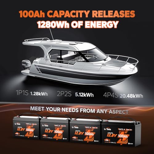 LiTime 12V 100Ah Group 31 Bluetooth LiFePO4 Trolling Motor Battery H124507
