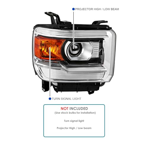 SPEC-D TUNING Black Housing Clear Lens Halo Projector Headlights for Chevy Silverado 1500 2500HD 3500HD X902044