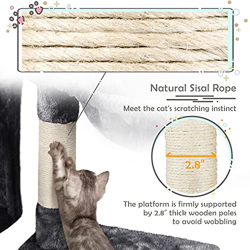 Yaheetech Cat Tree 38in Indoor Cat Tower with Scratching Posts, Perch & Condo, Light Gray O7975