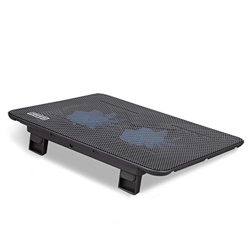 Coolertek Portable Slim Laptop Cooling Pad with 2 Blue LED Fans, USB Powered, Fits 11-14 Inch E3336