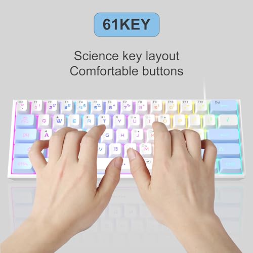 MageGee TS91 Mini 60% Gaming Keyboard, RGB Backlit 61 Key, Waterproof Mechanical Feeling, Black C937