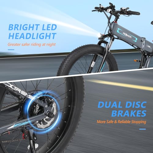 PEXMOR Electric Bike for Adults, 750W Full Suspension, 26" Fat Tire Foldable M386577
