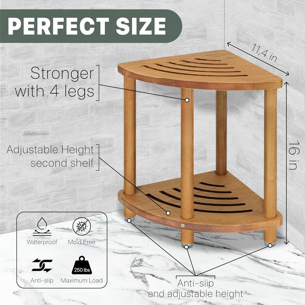 Corner Shower Stool 16 inch - Shower Seat for Inside Shower, Bath Seat, Spa Foot Rest W840096