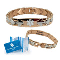 Pre-engraved "SEIZURE DISORDER" Rose Gold Chevron Arrow Design Medical Alert Bracelet for Women, Emergency Medical ID Card, No Obligation 12 mo. Personal Health Record Membership!