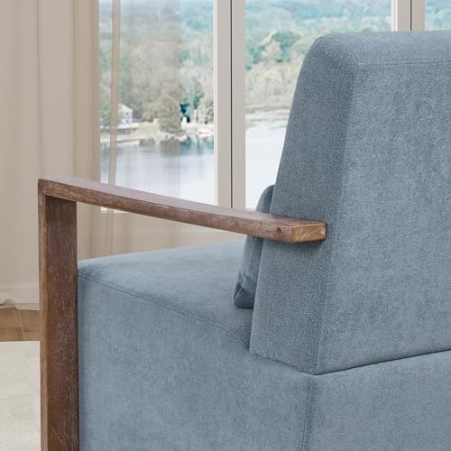Swivel Accent Chair with Solid Wood Armrests, Beige V9687