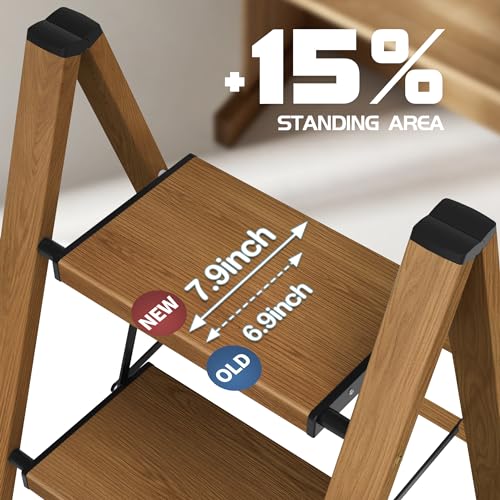 3 Step Ladder, Aluminum Folding Stool with Anti-Slip Pedal, 330lbs Capacity X758