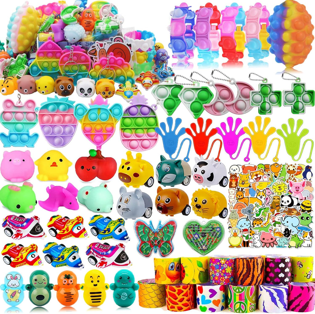 105 Pcs Pop Party Favors for Kids, Treasure Box Toys for Classroom Prizes, Pinata Stuffers, Goodie Bag Filler, Treasure Chest, Carnival Bulk Small Toys, Easter Basket Egg Fillers