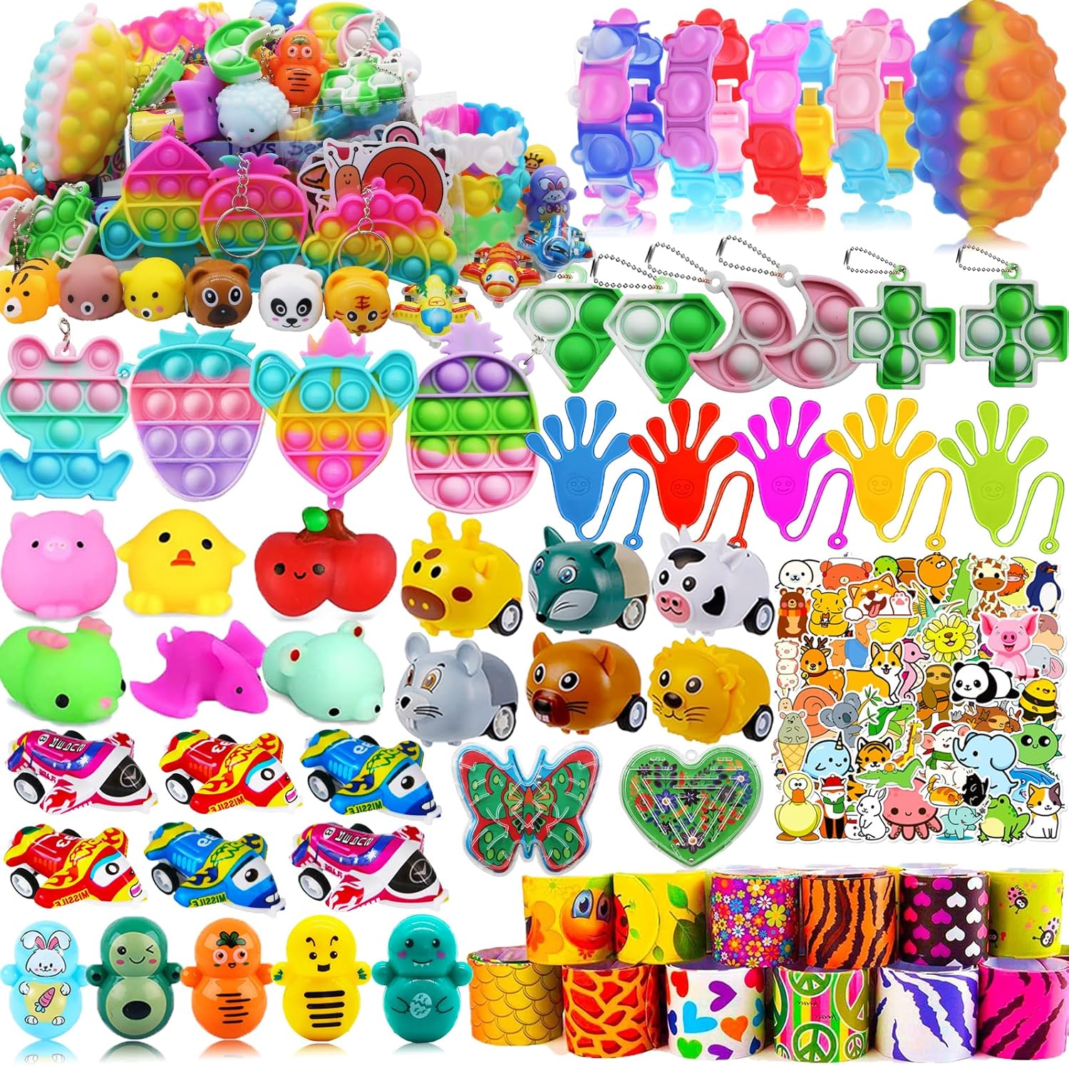 105 Pcs Pop Party Favors for Kids, Treasure Box Toys for Classroom Prizes, Pinata Stuffers, Goodie Bag Filler, Treasure Chest, Carnival Bulk Small Toys, Easter Basket Egg Fillers