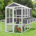 95'' Large Chicken Coops for 10 Chickens, Wooden Walk-in Chicken House Outdoor Chicken Coop with 4 Nesting Box, 3-Tier Hen House Poultry Cage