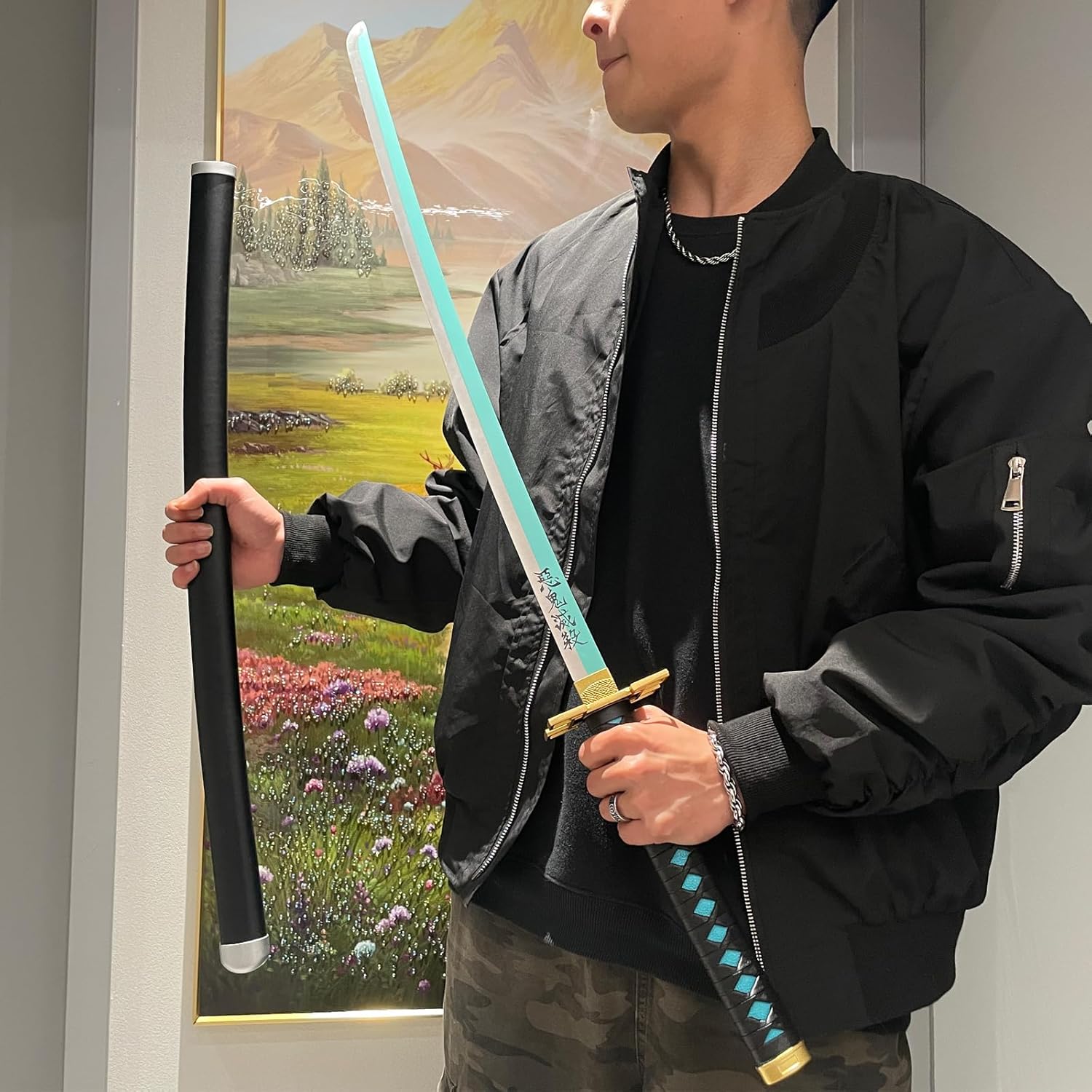 Demon Slayer Sword 40 Inch Tokitou Muichirou Real Metal Katana R954037