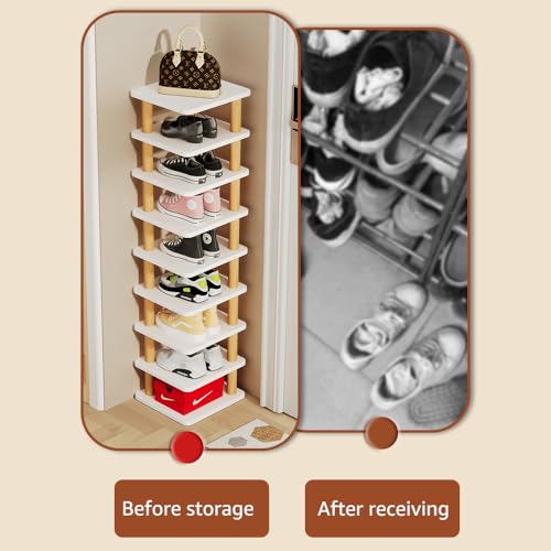 8 Tier Vertical Shoe Rack for Entryway, Narrow Storage Stand W197