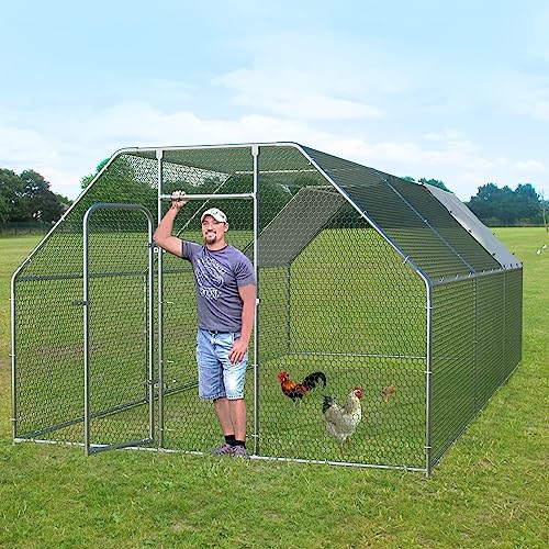 LEMBERI Large Chicken Coop, Flat-roof Walk-in Poultry Chicken Hen cage, Rabbits Duck Cages with Waterproof and Anti-Ultraviolet Cover for Outside,Backyard and Farm