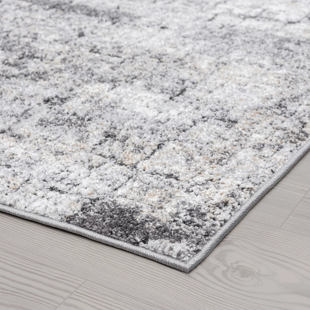 Contemporary 8x10 Abstract Beige Gray Area Rug Y98920