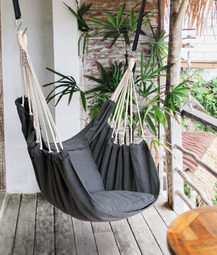 Hammock Chair with 2 Cushions, Cotton Rope Swing for Indoor & Outdoor Q762