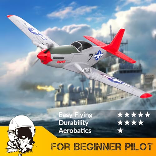 VOLANTEXRC RC Plane P51D Mustang RTF, 2.4Ghz 2CH Remote Control Airplane with Gyro Stabilization T471