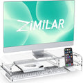 Zimilar 20-inch Large Acrylic Monitor Stand Riser, 2-tier Clear Monitor Riser, Acrylic Laptop Stand for Desk with Keyboard Storage and Built-in Phone Holder
