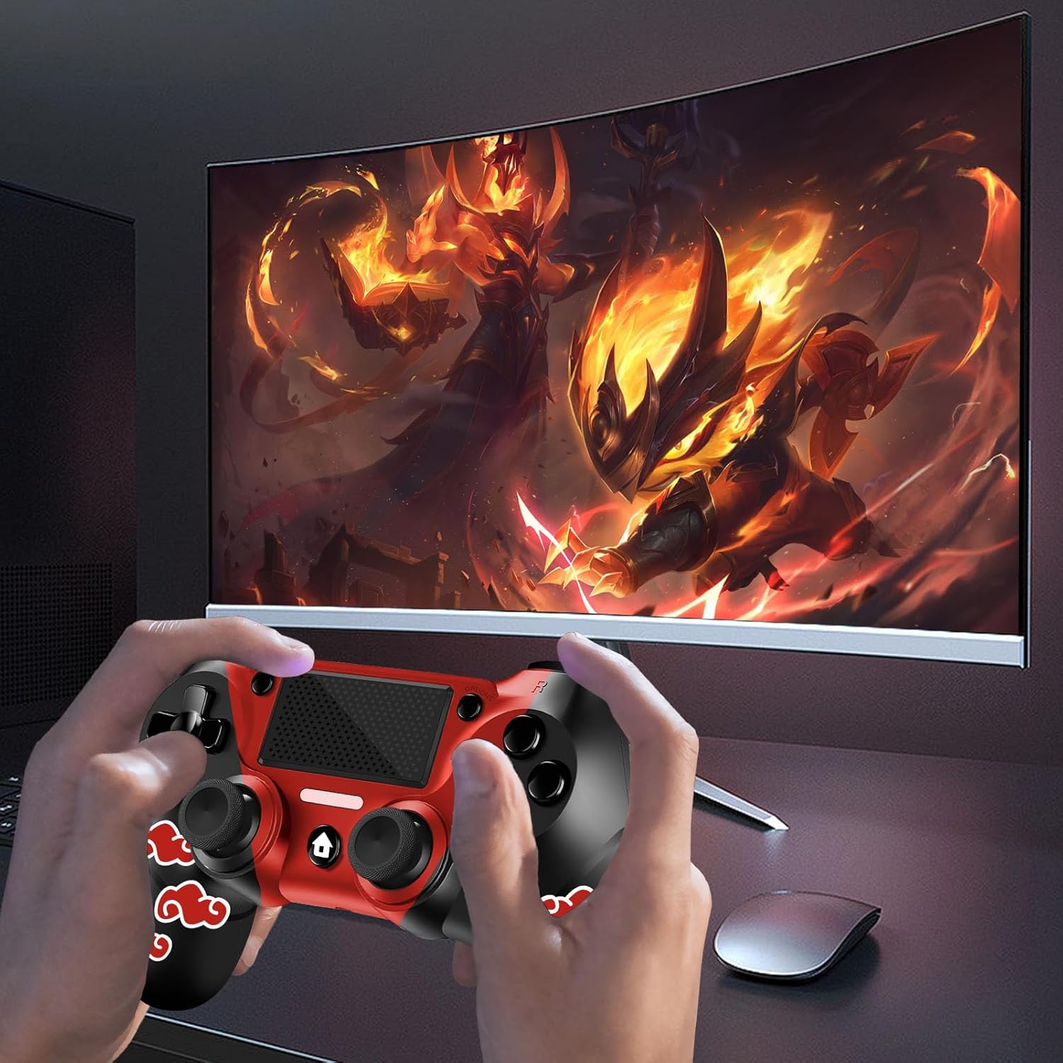 FTFVaska Wireless Controller for PS4, Red Cloudy Z831683