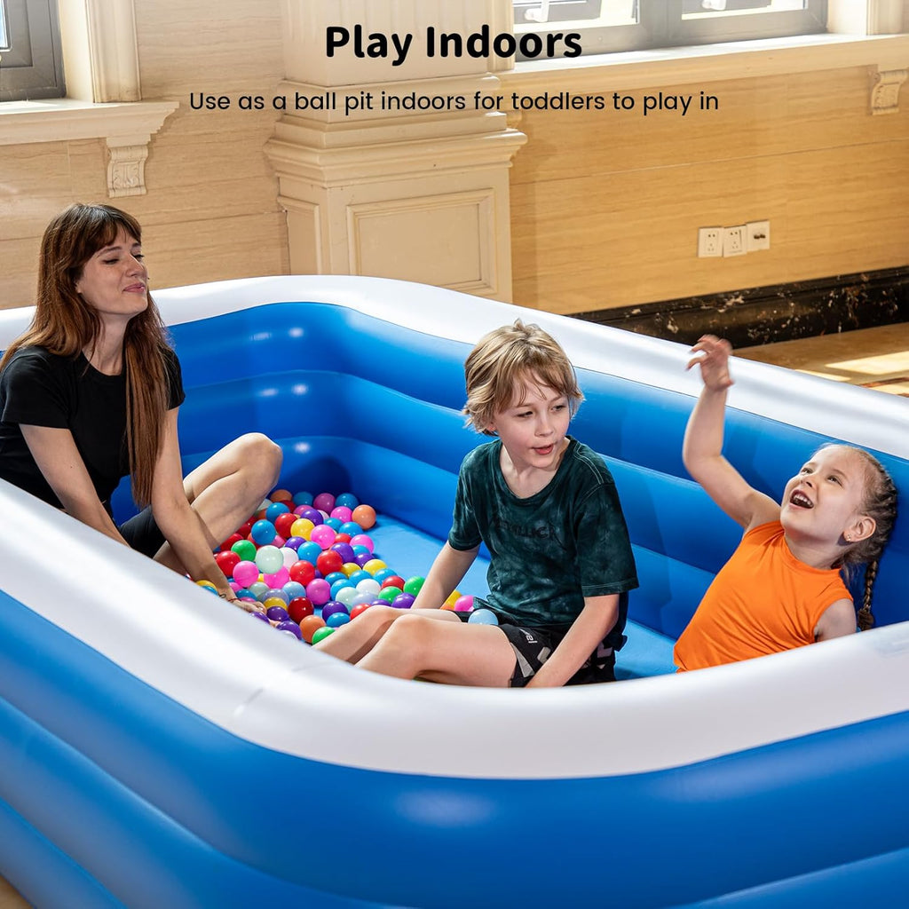 azamine Extra Large Inflatable Pool for Adults with Pump, Outdoor Family Swimming Pool Y4007