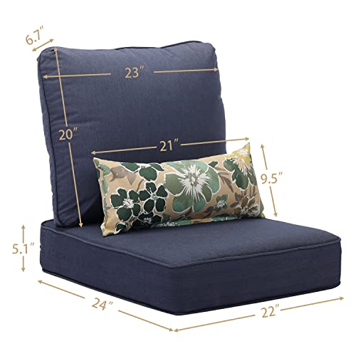 Aoodor 22'' x 24'' Outdoor Deep Seat Chair Cushion Set, Green (Set of 2 Seats, 2 Backs, 2 Pillows) O91097