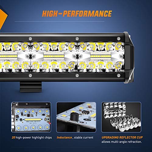 Nilight 18024C-A 420W 20Inch Triple Row LED Light Bar for Trucks, White F37862