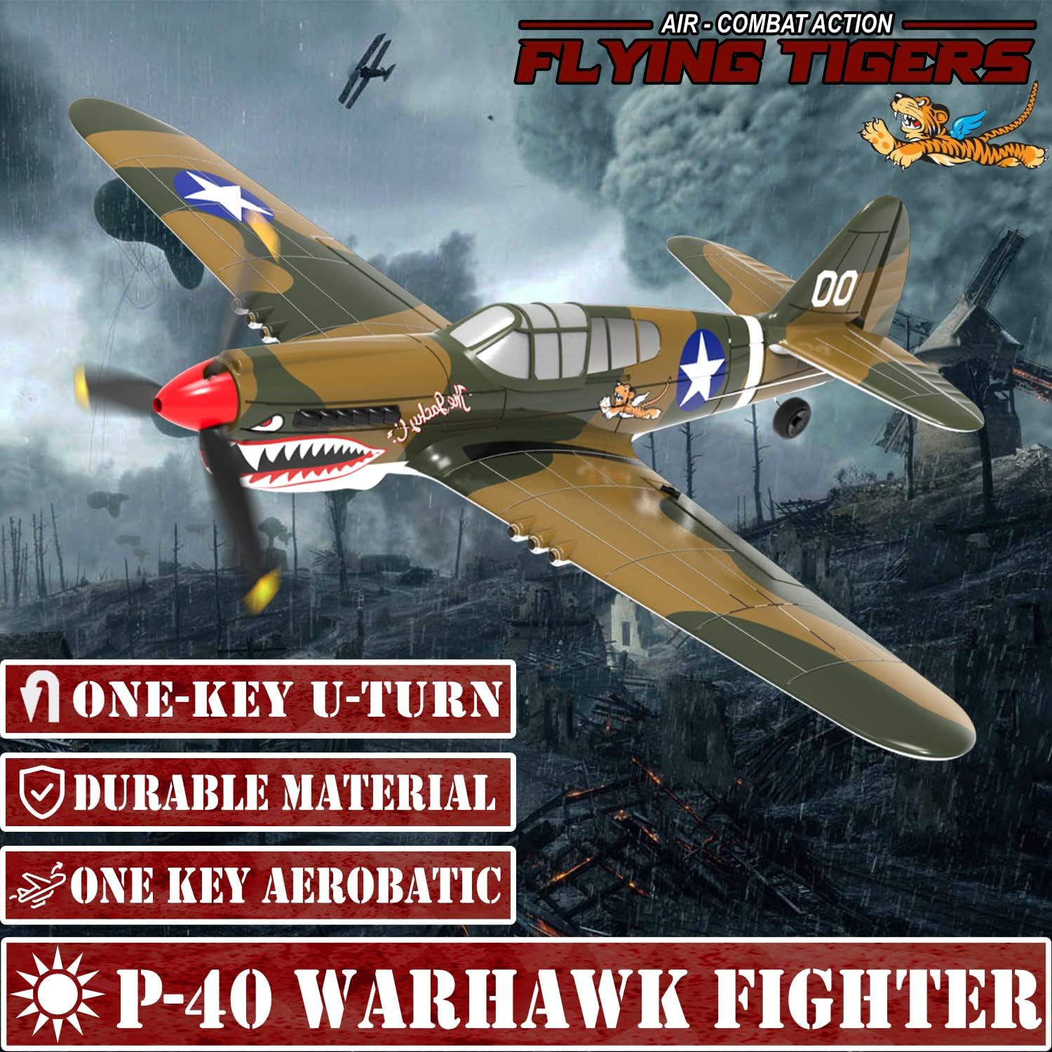 LEAMBE RC Plane P-40 Warhawk 4 Channel Remote Control Airplane Ready to Fly A5281