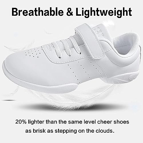 Cheer Shoes Girls White Cheerleading Dance Shoes Youth Athletic Training Sneakers T400