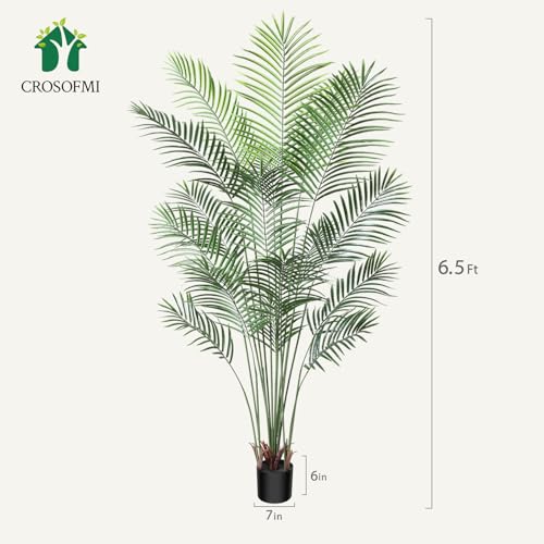 CROSOFMI Artificial Areca Palm Plant 6Ft Fake Tropical Tree in Pot H2353