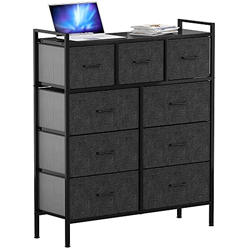 YITAHOME 9-Drawer Fabric Dresser with Steel Frame, Light Grey H6688