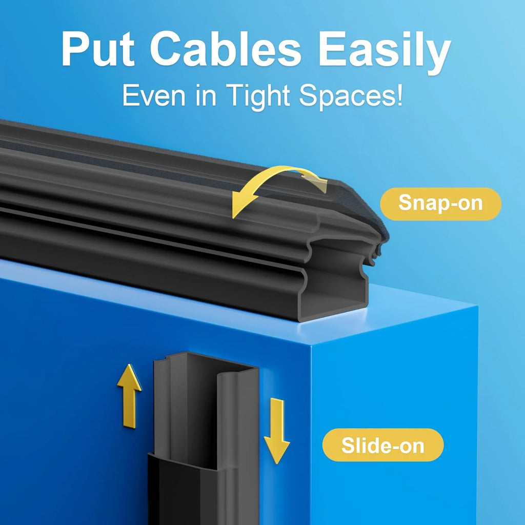 WarmHaven TV Cord Hider, 47In Cable Cover for 4 Cords, Wall Wire Concealer, Black D151