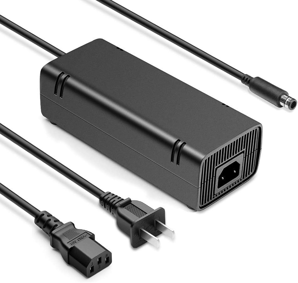 for Xbox 360 E Power Supply Brick with Power Cord, AC Adapter Power Supply Charge for Microsoft Xbox 360 E Console, 100-240V Auto Voltage, New Cooling System Low Noise Safty Easy to Use