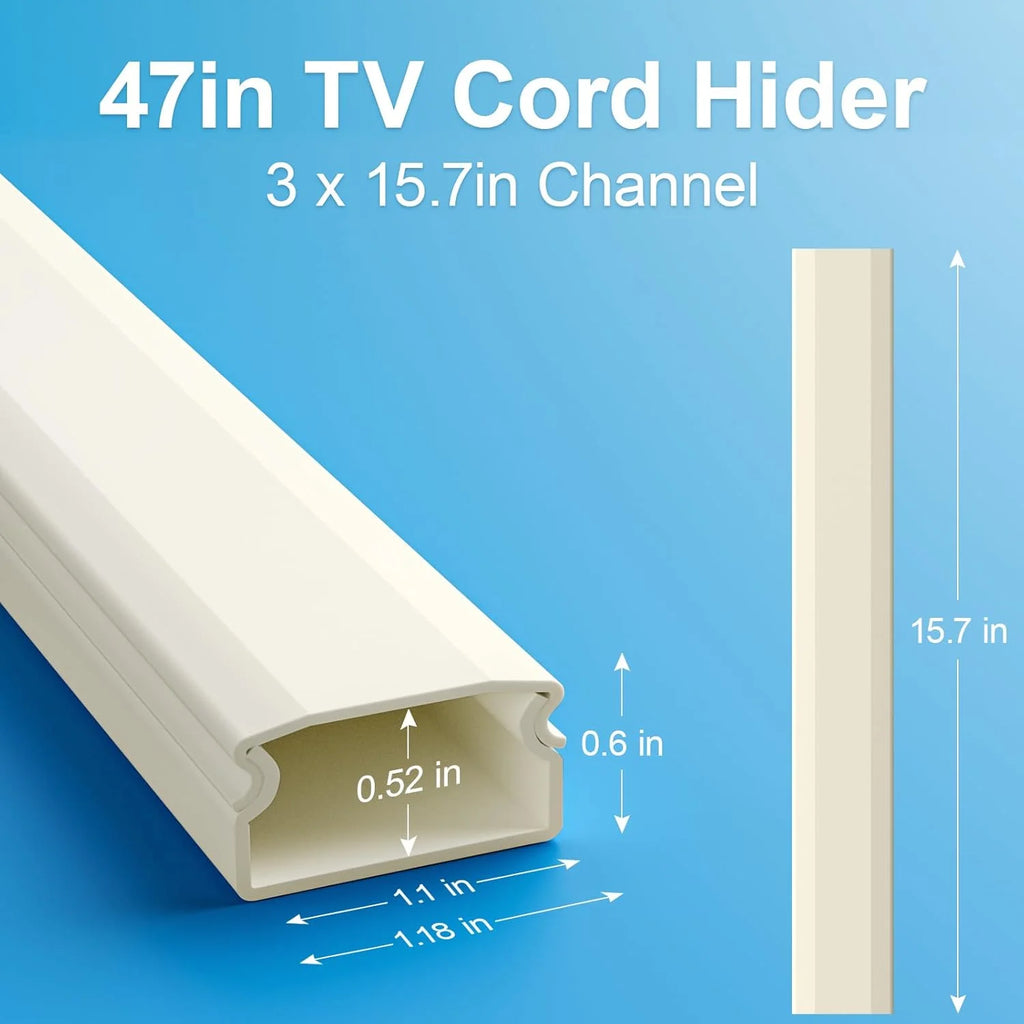 WarmHaven TV Cord Hider, 47In Cable Cover for 4 Cords, Beige A424