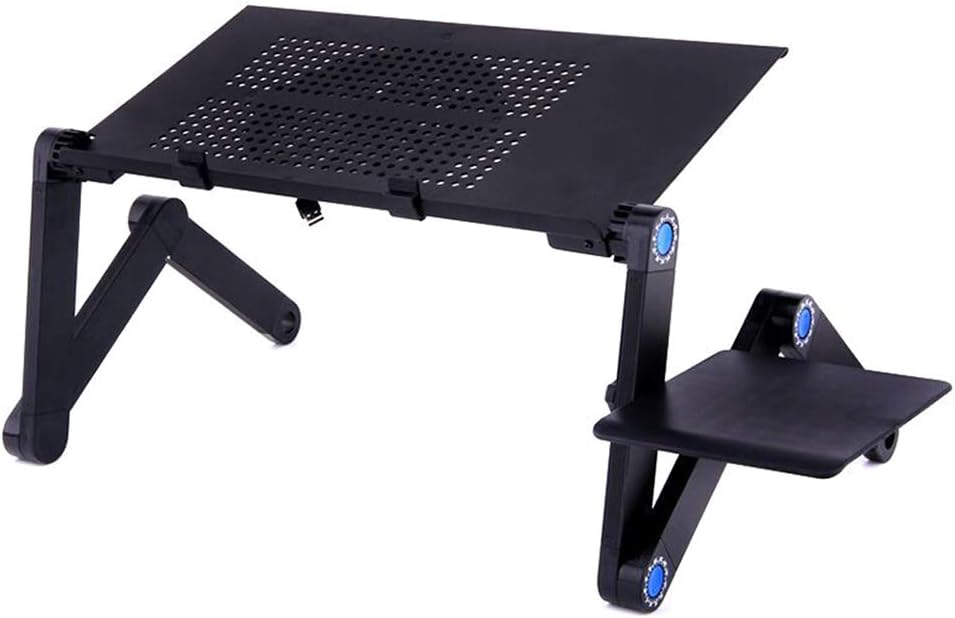 Adjustable Foldable Aluminum Laptop Table Desk Stand Cooling Fan Pad Lap Laptop Stand with Cooling Fan Pad for Bed Lap PC Laptop Stand for Desk Laptop Stand for Bed Laptop Stand Adjustable