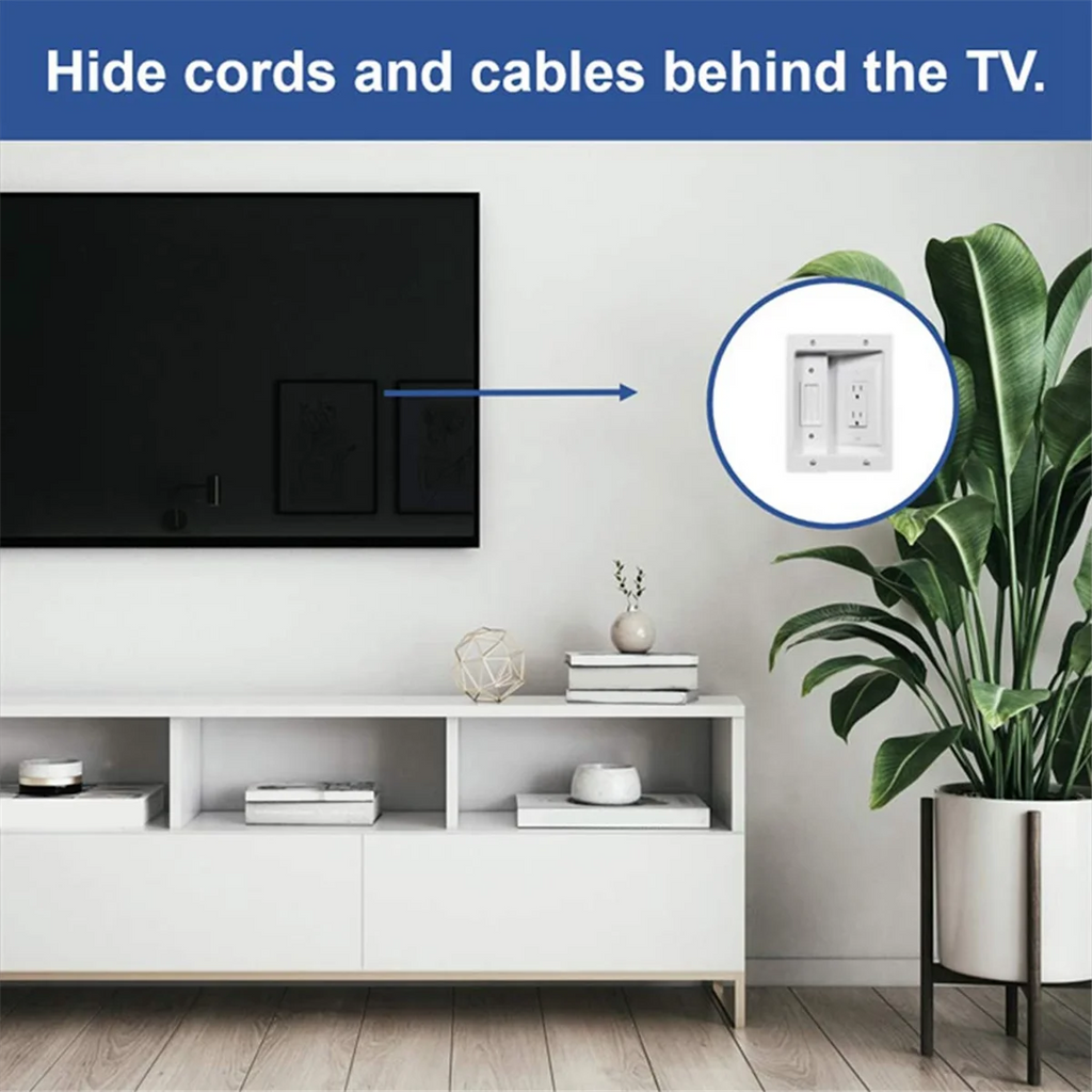 Recessed Outlet Box Cable Management Kit 15A 125V for TV Wires D64582
