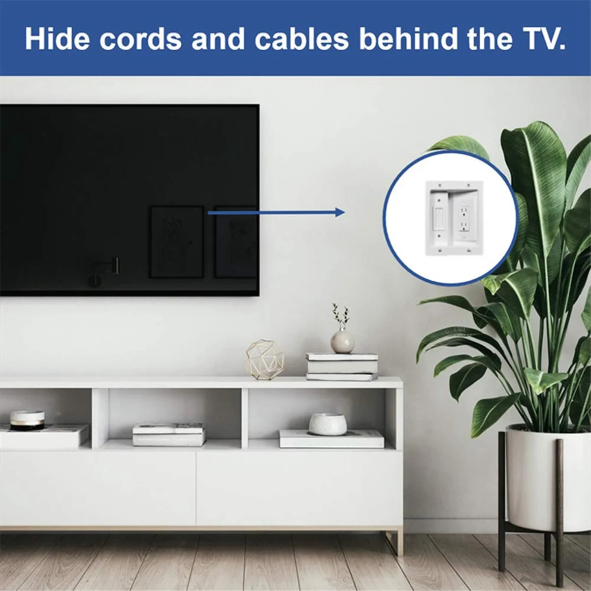 Recessed Outlet Box Cable Management Kit 15A 125V for TV Wires D64582