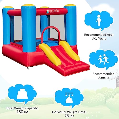OLAKIDS Inflatable Bounce House 3 in 1 Kids Jumping Castle with Slide and Basketball Rim N370840