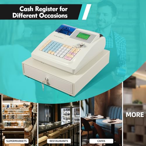 Professional Cash Register with Cash Drawer for Retail (Black, Grey-2OS9) D782