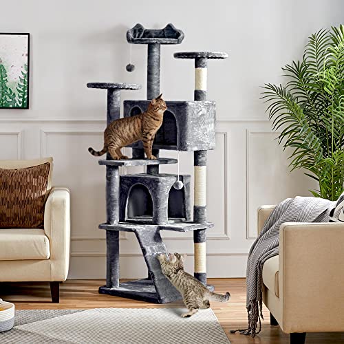 Yaheetech 54in Cat Tree Tower Condo Furniture with Scratch Post Y196