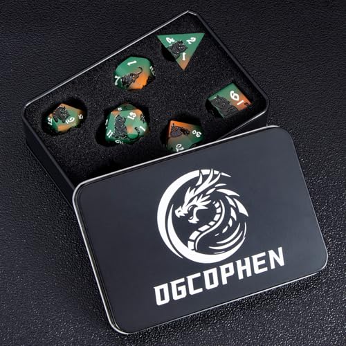 Metal DND Cat Dice 7PCS Polyhedral RPG Dice Set with Gift Case B373640