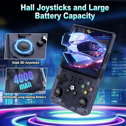 R36MAX Handheld Retro Game Console, 4.0 Inch IPS Screen, Transparent Gray Z561856