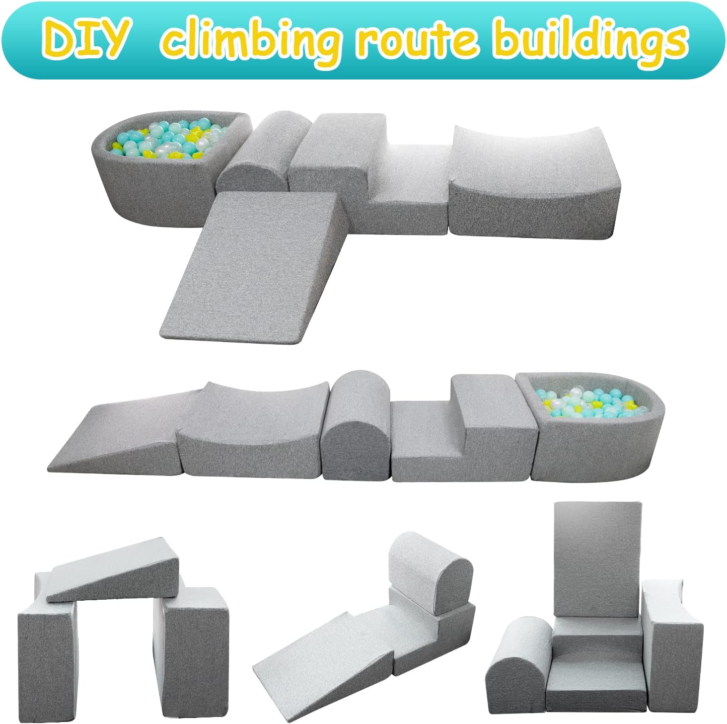 Soft Foam Climbing Blocks and Ball Pit for Toddlers W715712