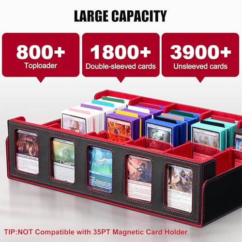 Trading Card Storage Box with Commander Display, 5-Row Deck Case, Black Purple B7043